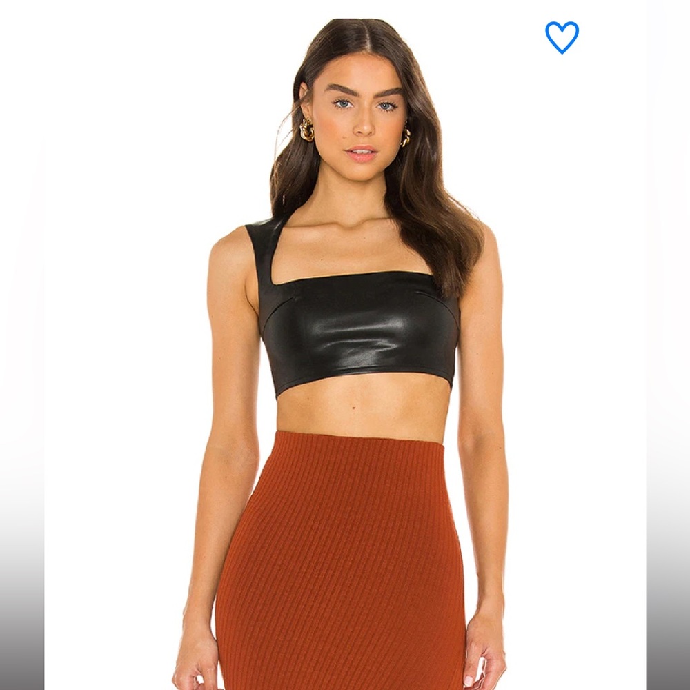 Superdown Keilani Leather Crop Top Black (NWT)